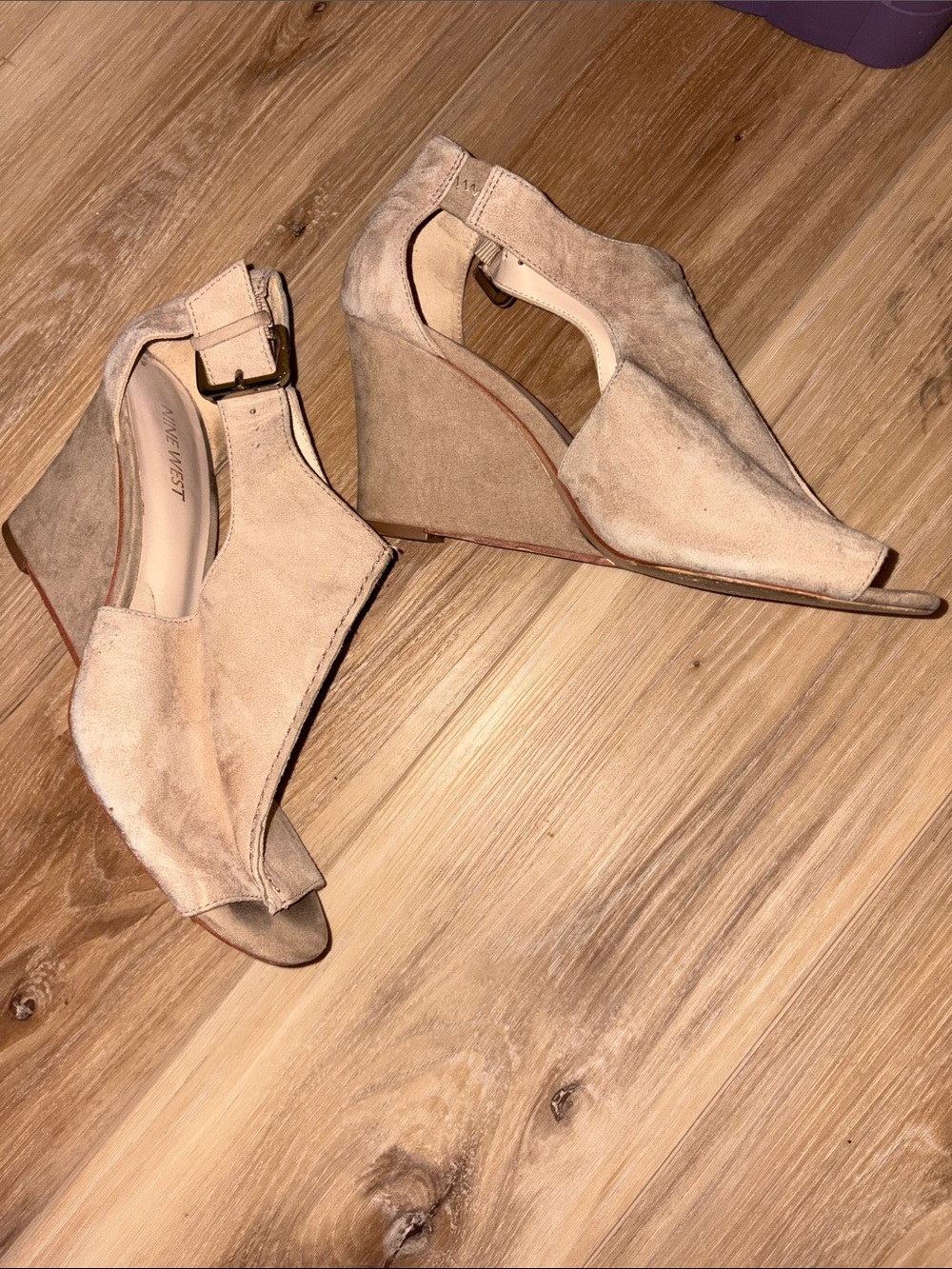 Well Worn Suede Open-Toe Ankle Strap Heels